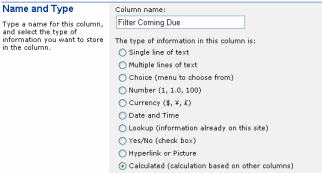 Set the new columns name and choose "calculated column"