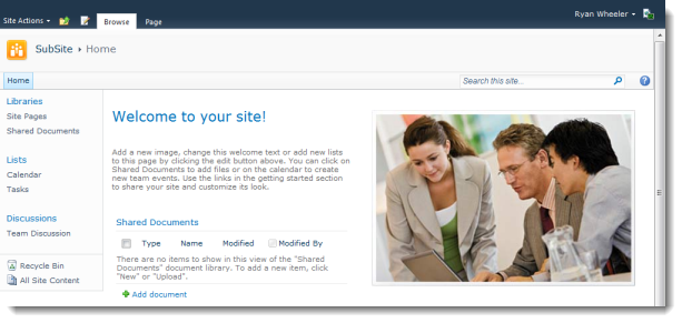 Finally a Site! - the thing that you actually use and what most of us think as "SharePoint"