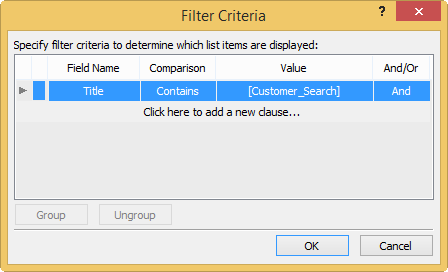 SharePoint Designer - filter criteria