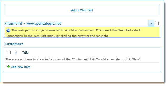 FilterPoint web part added