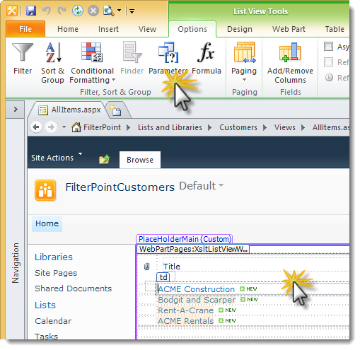 Sharepoint 2010 Chart Web Part Define Filter Parameters