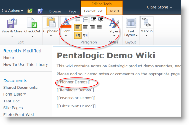 Working with SharePoint Wikis | Pentalogic Technology